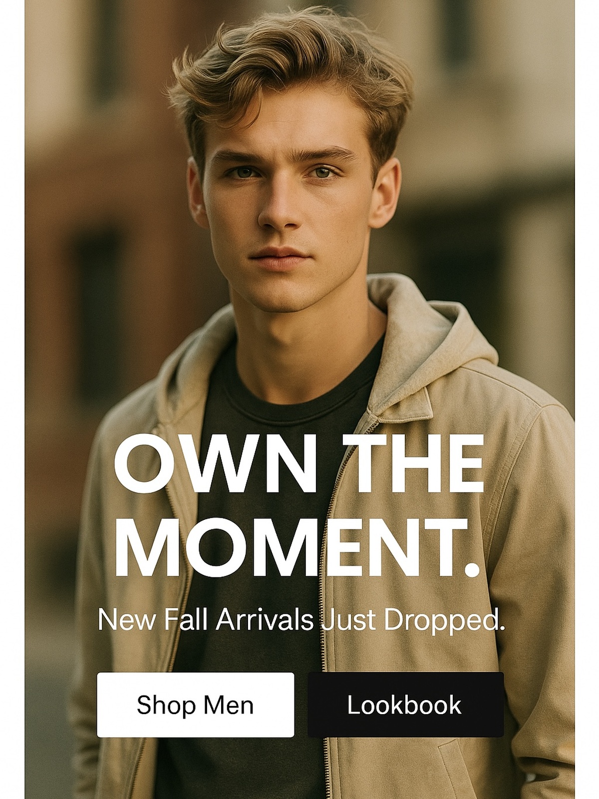 Advertising poster featuring the young man