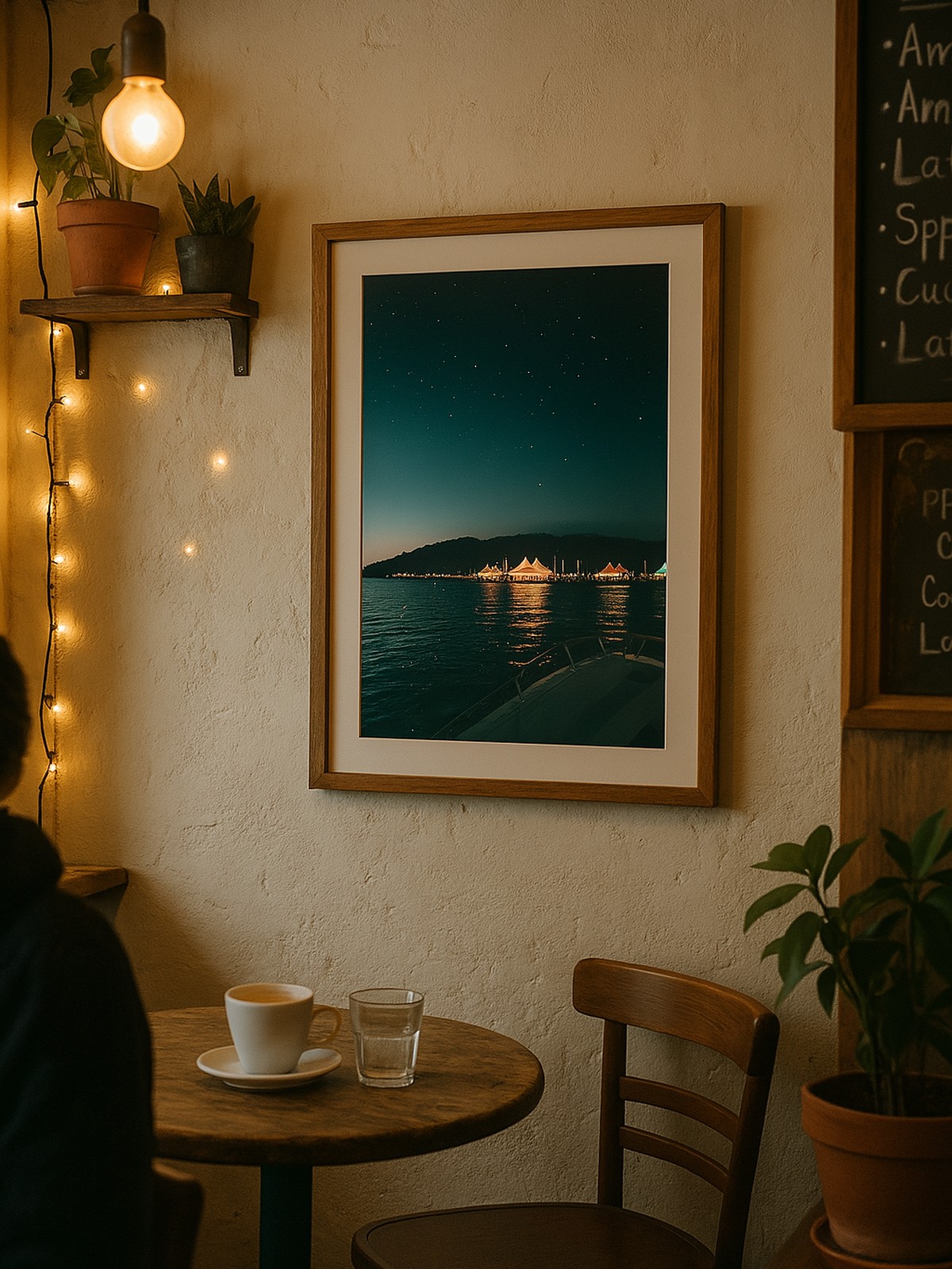 Cozy cafe interior with a window view