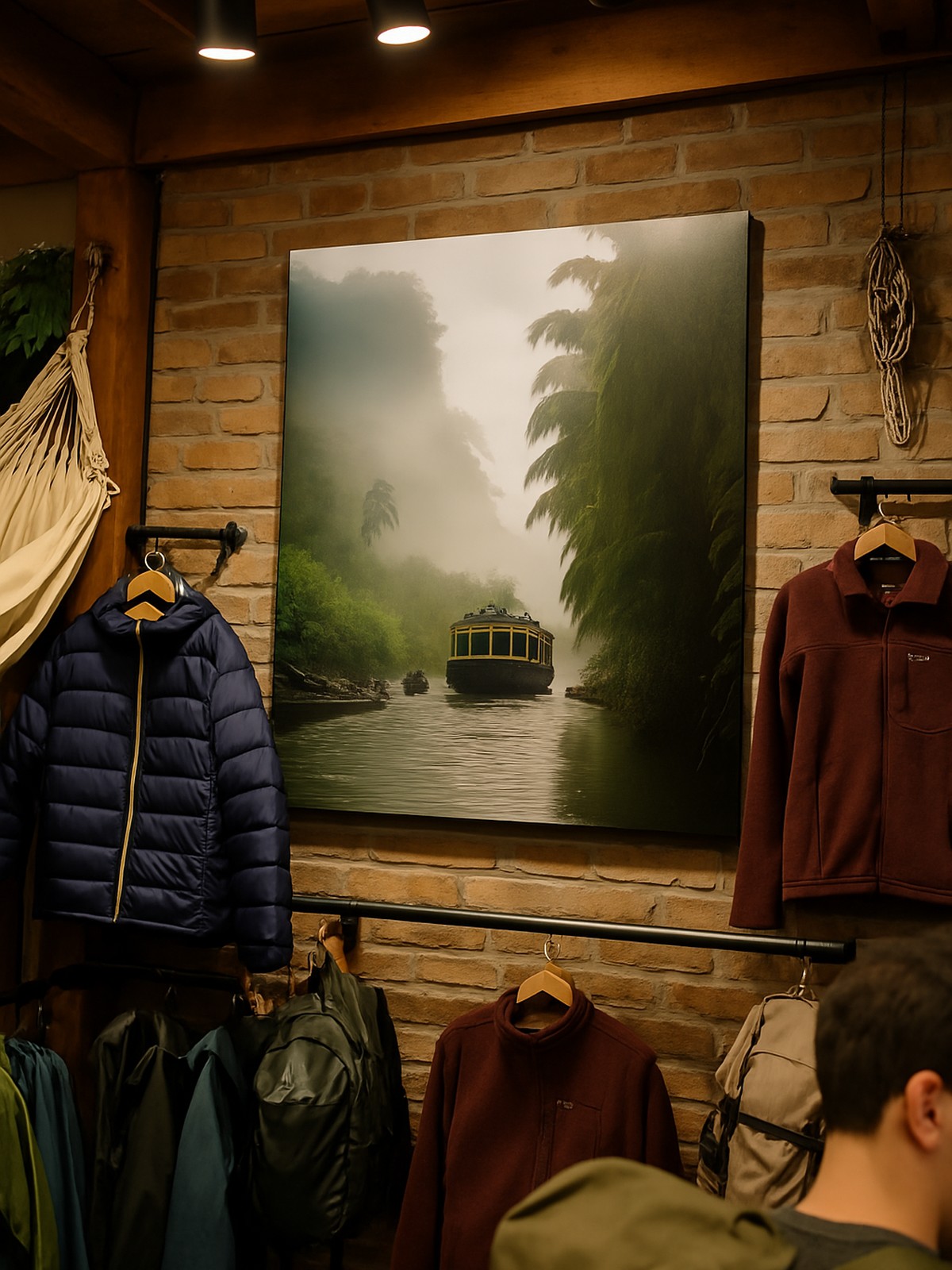 Rustic interior with travel-themed decor